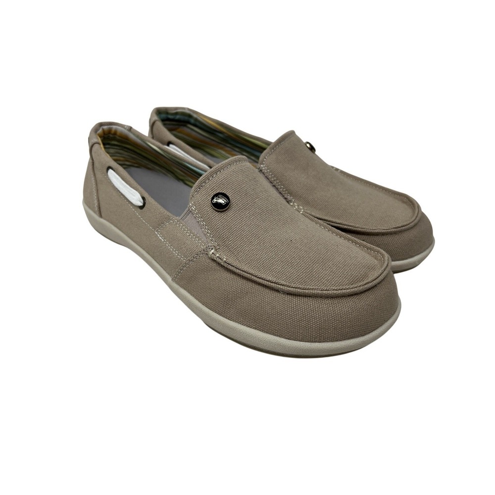 Walkhero Women's Casual Boat Loafers with Arch Support Size 9 Wide Beige Khaki